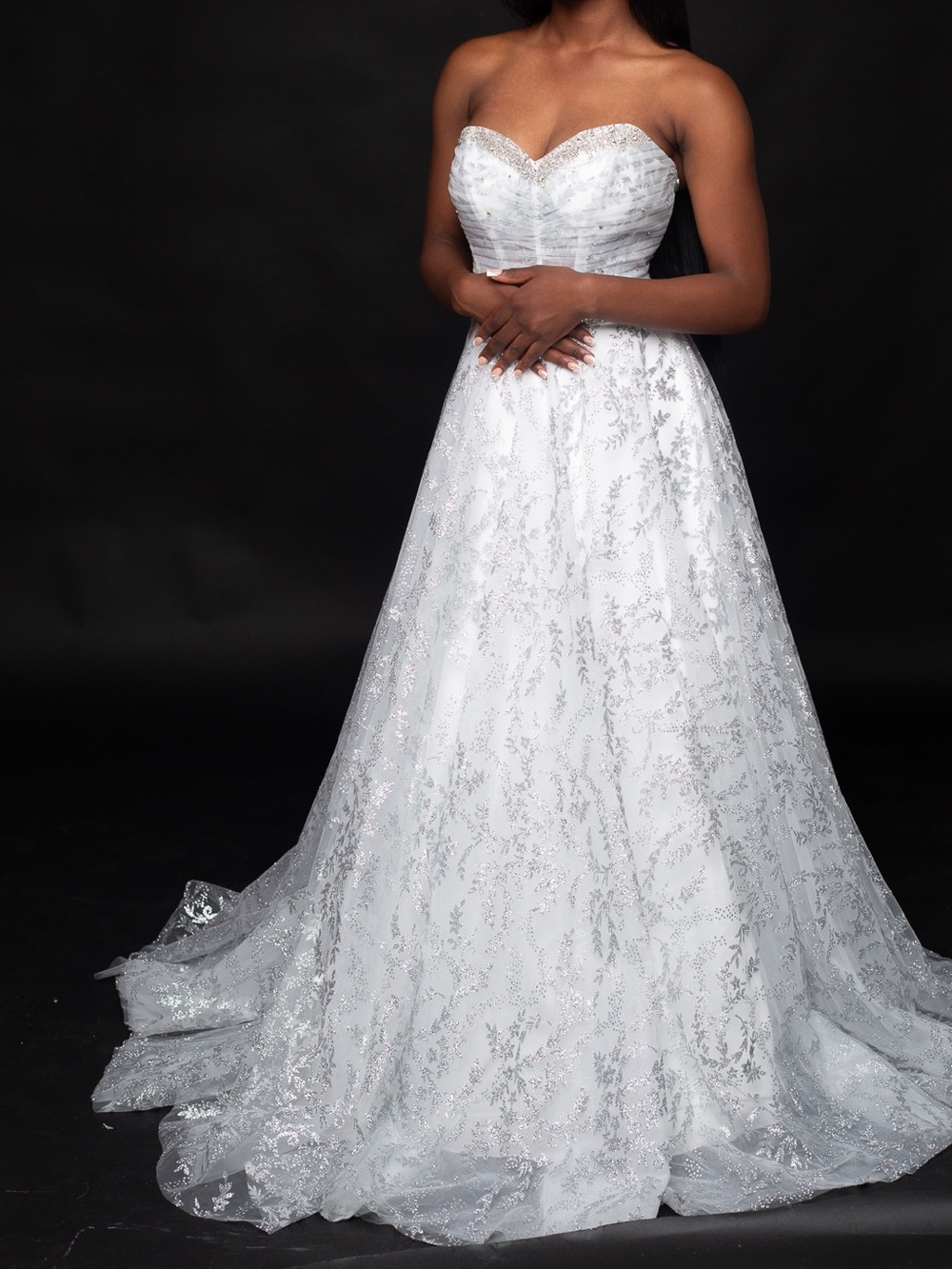 Strapless White Lace A-Line Dress